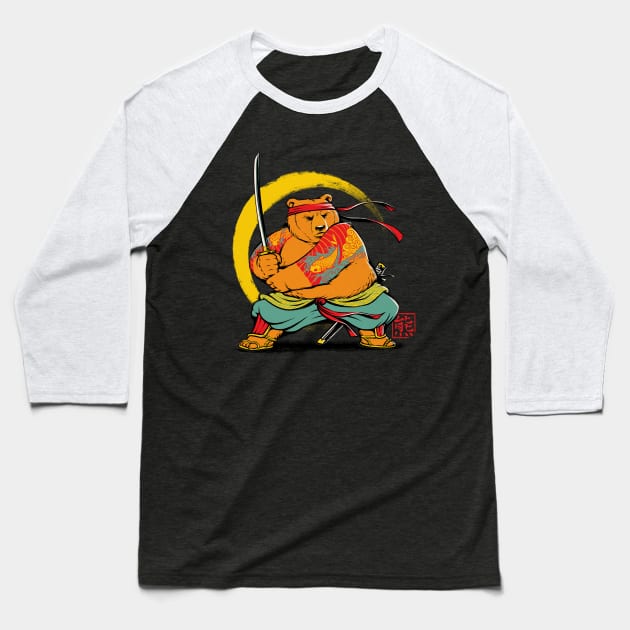 Yakuza Bear Samurai Baseball T-Shirt by Tobe_Fonseca